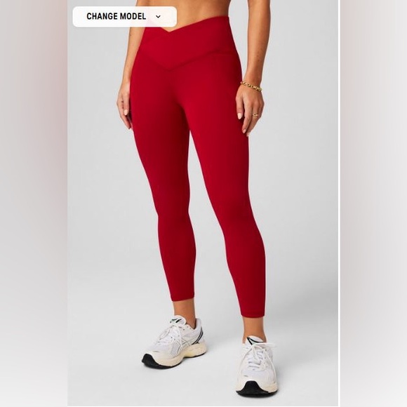 NWT- Fabletics PureLuxe High-Waisted Crossover 7/8 Leggings -HOLLY BERRY (24”) - Picture 2 of 12